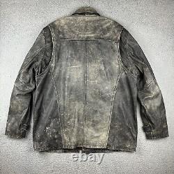 Vintage Harley Davidson Genuine Leather Coat Jacket Black Faded Men's Size 2XL