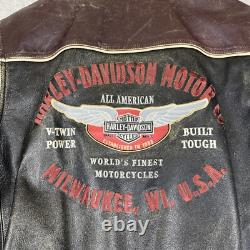 Vintage Harley Davidson Leather Cruiser Jacket Men's L Distressed Embroidered