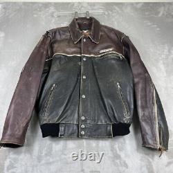 Vintage Harley Davidson Leather Cruiser Jacket Men's L Distressed Embroidered