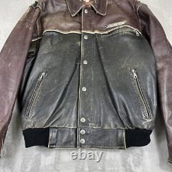 Vintage Harley Davidson Leather Cruiser Jacket Men's L Distressed Embroidered