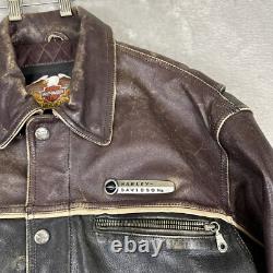Vintage Harley Davidson Leather Cruiser Jacket Men's L Distressed Embroidered