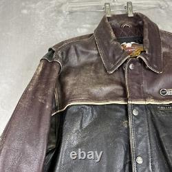 Vintage Harley Davidson Leather Cruiser Jacket Men's L Distressed Embroidered