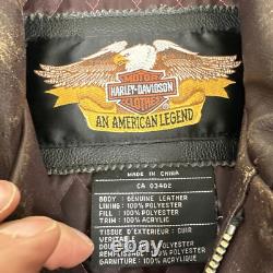Vintage Harley Davidson Leather Cruiser Jacket Men's L Distressed Embroidered