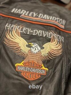 Vintage Harley Davidson Leather Embroidered Hand Tooled Motorcycle Jacket Size L
