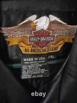 Vintage Harley Davidson Leather Jacket-Black-Made in USA-Size XXL Mens