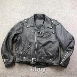 Vintage Harley Davidson Leather Jacket Mens 48 Black Biker Belted Motorcycle USA