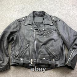 Vintage Harley Davidson Leather Jacket Mens 48 Black Biker Belted Motorcycle USA