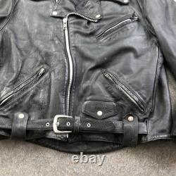 Vintage Harley Davidson Leather Jacket Mens 48 Black Biker Belted Motorcycle USA