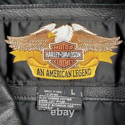 Vintage Harley Davidson Leather Motorcycle Biker Jacket Made in USA Black