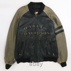 Vintage Harley Davidson Leather Motorcycle Bomber Jacket Size 2XL Biker