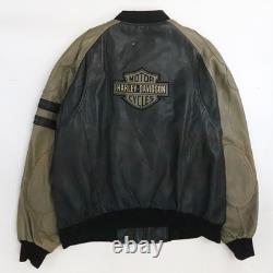 Vintage Harley Davidson Leather Motorcycle Bomber Jacket Size 2XL Biker
