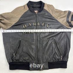 Vintage Harley Davidson Leather Motorcycle Bomber Jacket Size 2XL Biker