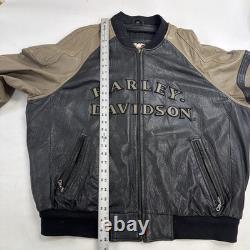 Vintage Harley Davidson Leather Motorcycle Bomber Jacket Size 2XL Biker