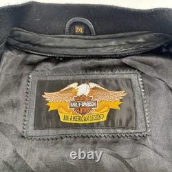 Vintage Harley Davidson Leather Motorcycle Bomber Jacket Size 2XL Biker