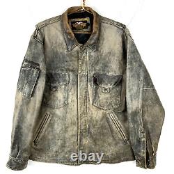 Vintage Harley Davidson Leather Motorcycle Jacket Large Black Full Zip