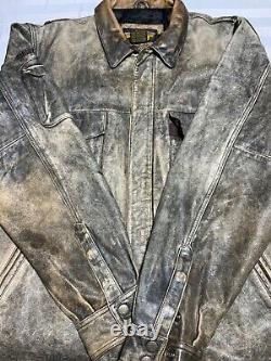 Vintage Harley Davidson Leather Motorcycle Jacket Large Black Full Zip