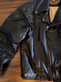Vintage Harley-Davidson Leather Motorcycle Jacket Men's 46 L Early 80s