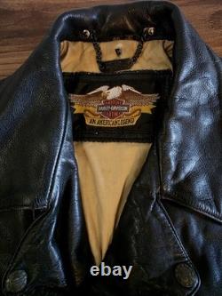Vintage Harley-Davidson Leather Motorcycle Jacket Men's 46 L Early 80s