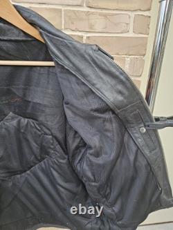 Vintage Harley Davidson Leather Motorcycle Jacket Mens Large Orange Stripe Biker