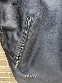 Vintage Harley Davidson Leather Motorcycle Jacket Mens Large Orange Stripe Biker