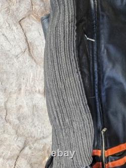 Vintage Harley Davidson Leather Motorcycle Jacket Mens Large Orange Stripe Biker
