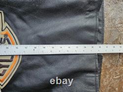 Vintage Harley Davidson Leather Motorcycle Jacket Mens Large Orange Stripe Biker
