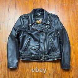 Vintage Harley Davidson Leather Motorcycle Jacket Mens Size Small Flaws Read