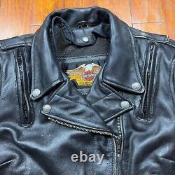 Vintage Harley Davidson Leather Motorcycle Jacket Mens Size Small Flaws Read