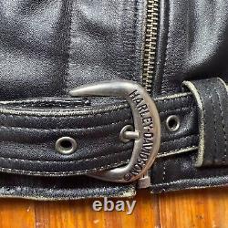 Vintage Harley Davidson Leather Motorcycle Jacket Mens Size Small Flaws Read