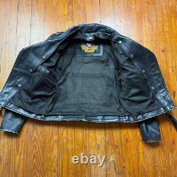 Vintage Harley Davidson Leather Motorcycle Jacket Mens Size Small Flaws Read