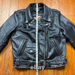 Vintage Harley Davidson Leather Motorcycle Jacket Mens Size Small Flaws Read