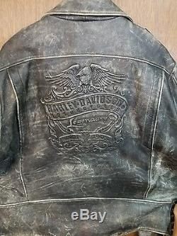 Vintage Harley Davidson Leather Motorcycle Jacket Size 3XL Distressed