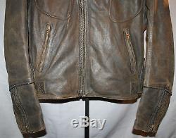 Vintage Harley Davidson Men Brown Distressed Embossed Leather Jacket XL Rare +