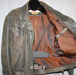 Vintage Harley Davidson Men Brown Distressed Embossed Leather Jacket XL Rare +