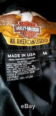 Vintage Harley Davidson Mens Black Leather Jacket Coat Medium M- Made In USA