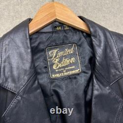 Vintage Harley Davidson Mens Tailored Jacket Black Leather Limited Edition 44