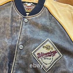 Vintage Harley Davidson Motorcycle Grand National Leather Jacket Size Medium VTG