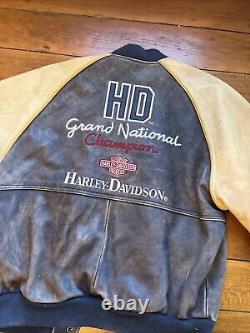 Vintage Harley Davidson Motorcycle Grand National Leather Jacket Size Medium VTG