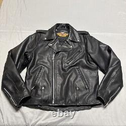 Vintage Harley Davidson Motorcycle Leather Moto Racing Jacket 44 Tall Black