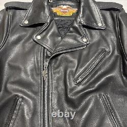 Vintage Harley Davidson Motorcycle Leather Moto Racing Jacket 44 Tall Black