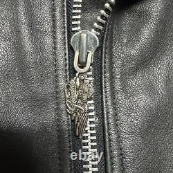 Vintage Harley Davidson Motorcycle Leather Moto Racing Jacket 44 Tall Black