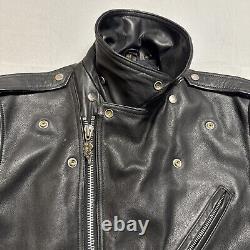 Vintage Harley Davidson Motorcycle Leather Moto Racing Jacket 44 Tall Black