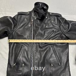 Vintage Harley Davidson Motorcycle Leather Moto Racing Jacket 44 Tall Black