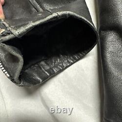 Vintage Harley Davidson Motorcycle Leather Moto Racing Jacket 44 Tall Black