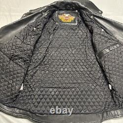 Vintage Harley Davidson Motorcycle Leather Moto Racing Jacket 44 Tall Black