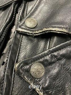 Vintage Harley Davidson Shovelhead Style Leather Jacket Size Mens Small