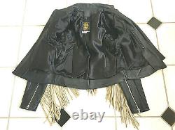Vintage Harley Davidson Womens Gypsy Leather Jacket SZ 12 Black White Fringe