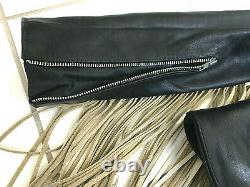 Vintage Harley Davidson Womens Gypsy Leather Jacket SZ 12 Black White Fringe