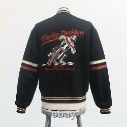 Vintage Harley Davidson Wool Leather Bomber Jacket Size S Motorcycle