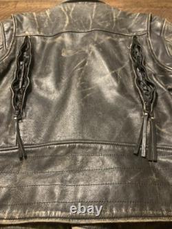 Vintage Harley Leather Motorcycle Jacket M Sturgis + Long Rider Patch Distressed